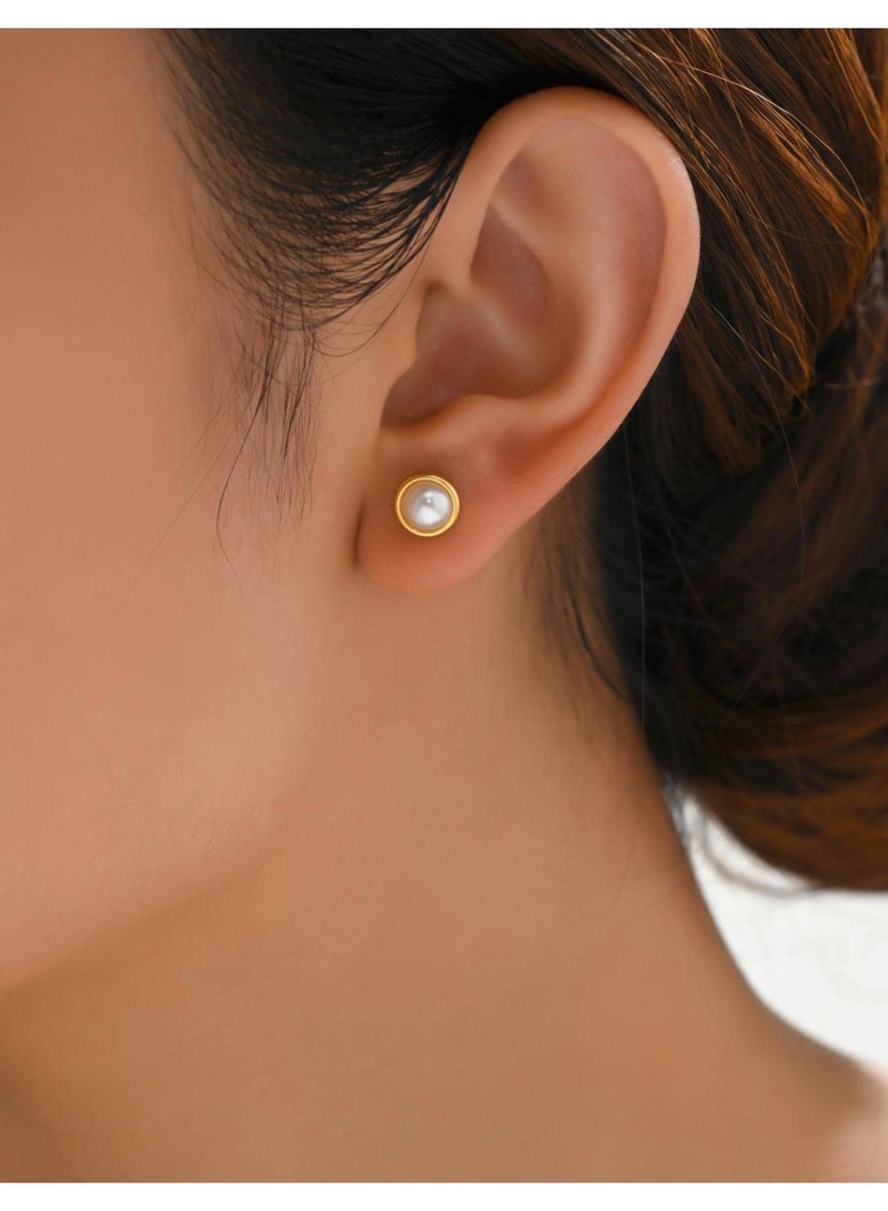 Dangle Charms Elegant Stainless Steel Gold Plated Earrings For Women Small Size - Image 1