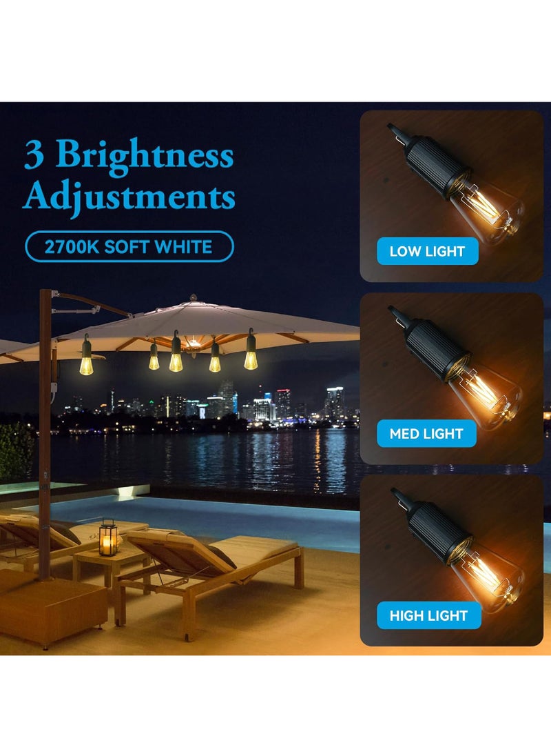 روك بو مصابيح LED قابلة لإعادة الشحن تعمل بالبطارية 2 وات 2700 ك بيضاء ناعمة، 3 أوضاع إضاءة مع خطاف لأضواء المظلة الخارجية، الفناء، لمبة إضاءة لاسلكية محمولة مقاومة للماء 2 حزمة  - Image 3