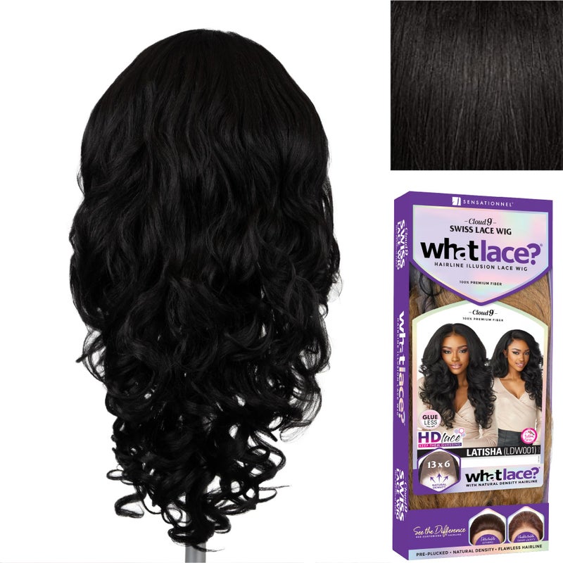 Sensationnel What Lace 13X6 Wigs - Latisha Lacefrontal Hand Tied Glueless Synthetic With Natural Density Preplucked Hairline (Off Black 1B) - Image 2