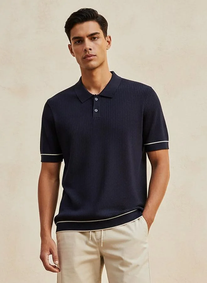 سبلاش فيڤ Men Short Sleeves Textured Polo T-shirt