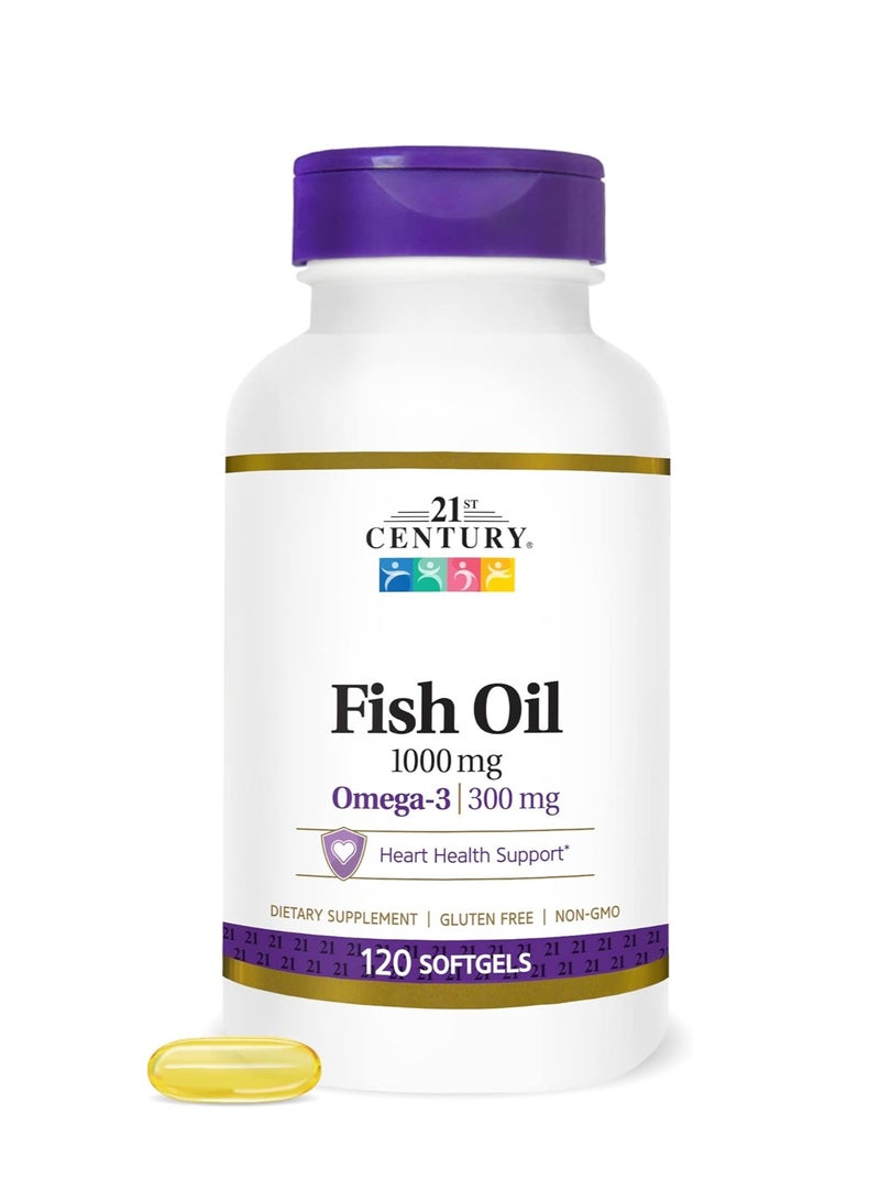 21st Century Fish Oil Omega 3 Dietary Supplement 1000 mg 120 Softgels - Image 1