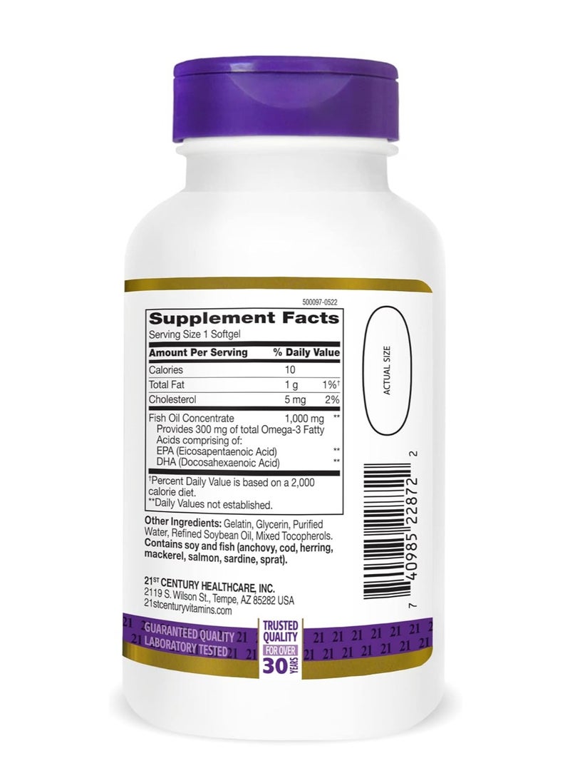 21st Century Fish Oil Omega 3 Dietary Supplement 1000 mg 120 Softgels - Image 2