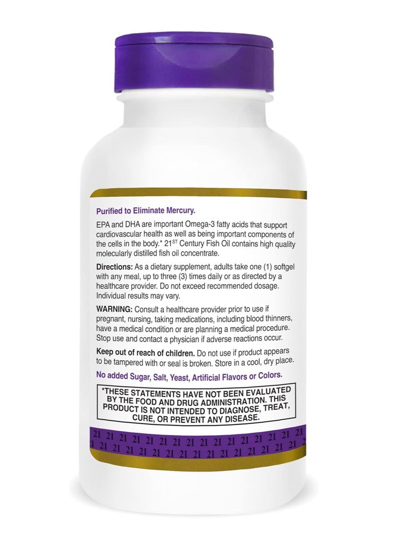 21st Century Fish Oil Omega 3 Dietary Supplement 1000 mg 120 Softgels - Image 3