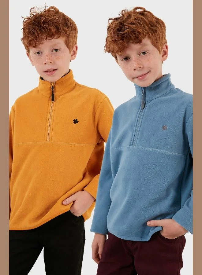 ليلا ليلا سترة قطبية للأطفال بسحاب وياقة واقفة - عبوة من قطعتين