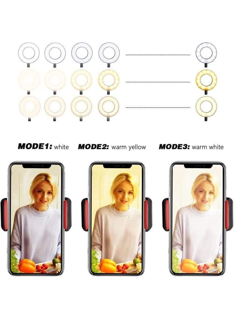 Gravity Shopping Selfie Ring Light with Stand & Cell Phone Holder, 3 Light Modes & 10 Level Brightness for Live Stream/Makeup, Flexible Arm Compatible with iPhone&Android Phones - Image 2