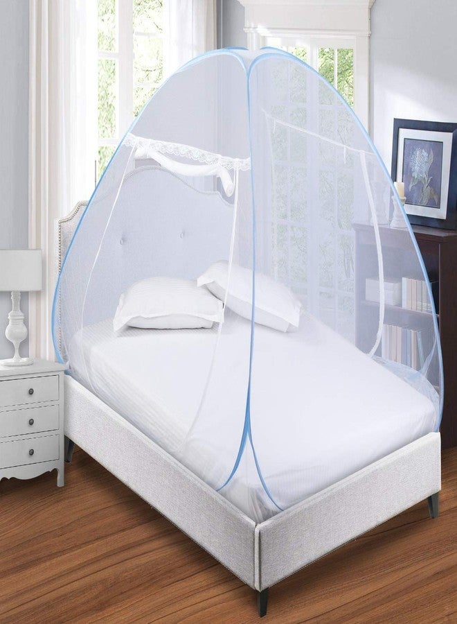 Backbone Mosquito Net - Foldable, King Size Double Bed with Saviours - Combo Mosquito Net (Blue & Pink) - Image 2