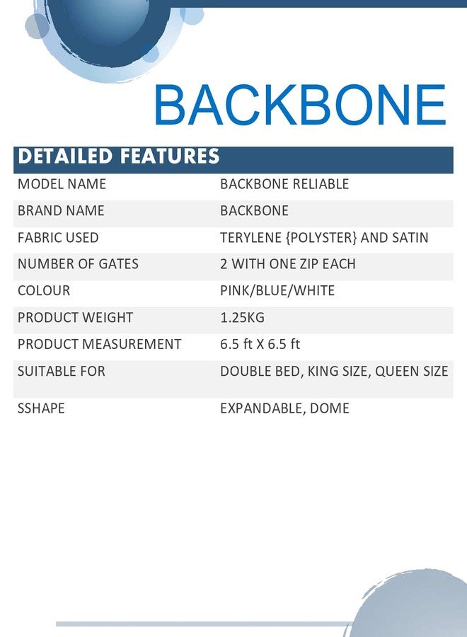 Backbone Mosquito Net - Foldable, King Size Double Bed with Saviours - Combo Mosquito Net (Blue & Pink) - Image 3