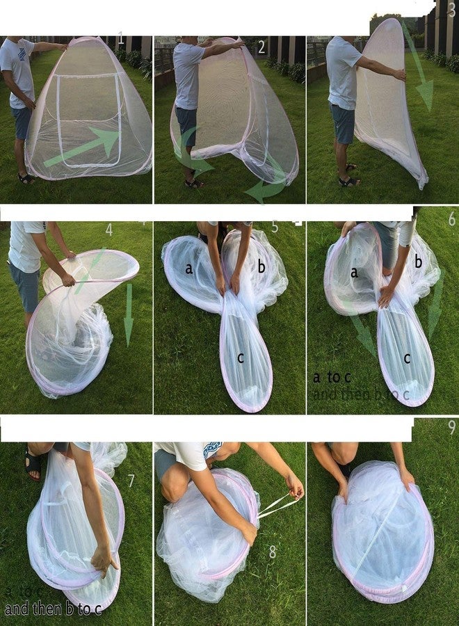 Backbone Mosquito Net - Foldable, King Size Double Bed with Saviours - Combo Mosquito Net (Blue & Pink) - Image 5