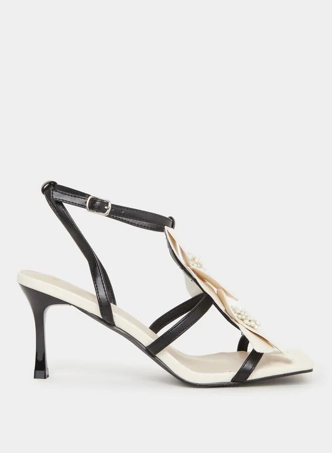 Styli Styli Flower Embellished Stiletto Heel Sandals