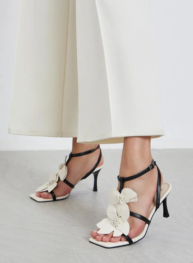 Styli Styli Flower Embellished Stiletto Heel Sandals