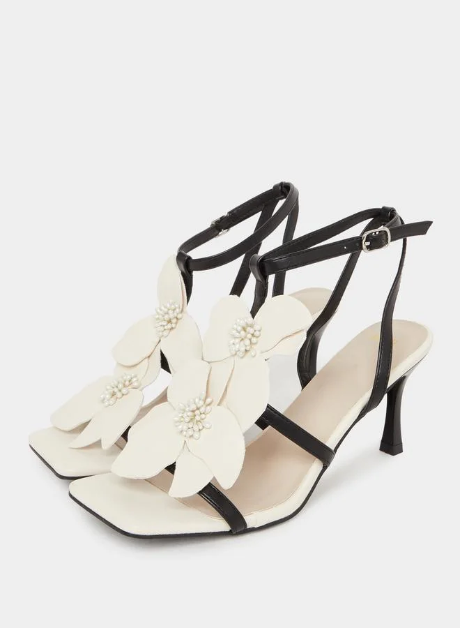 Styli Styli Flower Embellished Stiletto Heel Sandals