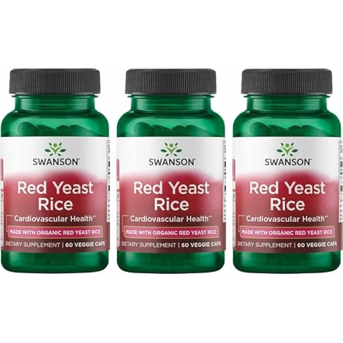 Swanson Made with Organic Traditional Red Yeast Rice 600 Milligrams 60 Veg Capsules (3 Pack) - Image 1