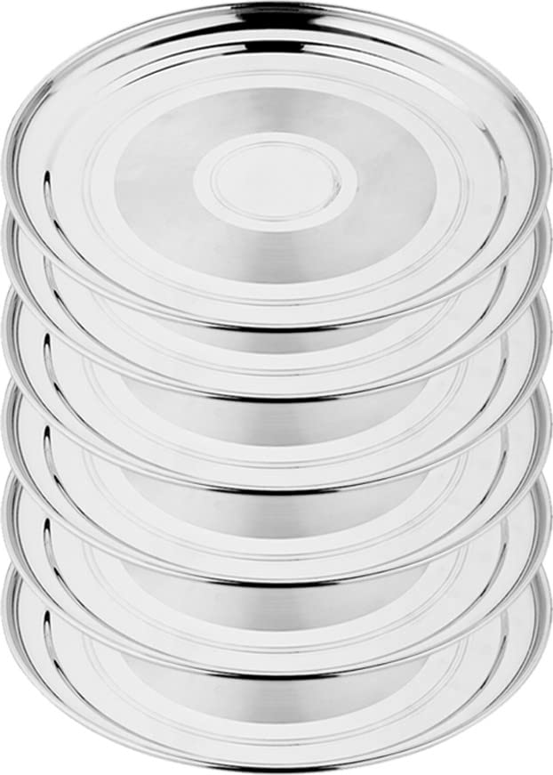 TORPPEZA Stainless Steel Plane Plate/Bhojan Thali/Dinner Plate Set 10 Inch Dinner Plate Pack of 6 - Image 1