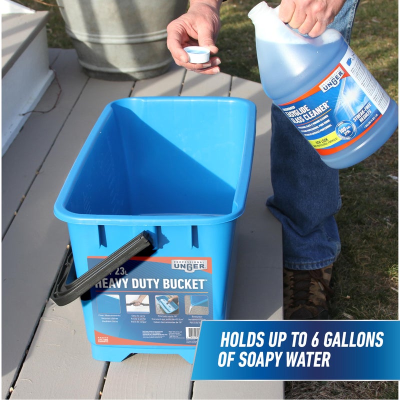 Unger Professional 6 Gallon Heavy Duty Bucket – Large Cleaning Bucket, Comfort-Grip Handle, 2 Pour Spouts, Portable Cleaning Supplies, Plastic Mop Bucket for Floor, Window & Household Cleaning - Image 3