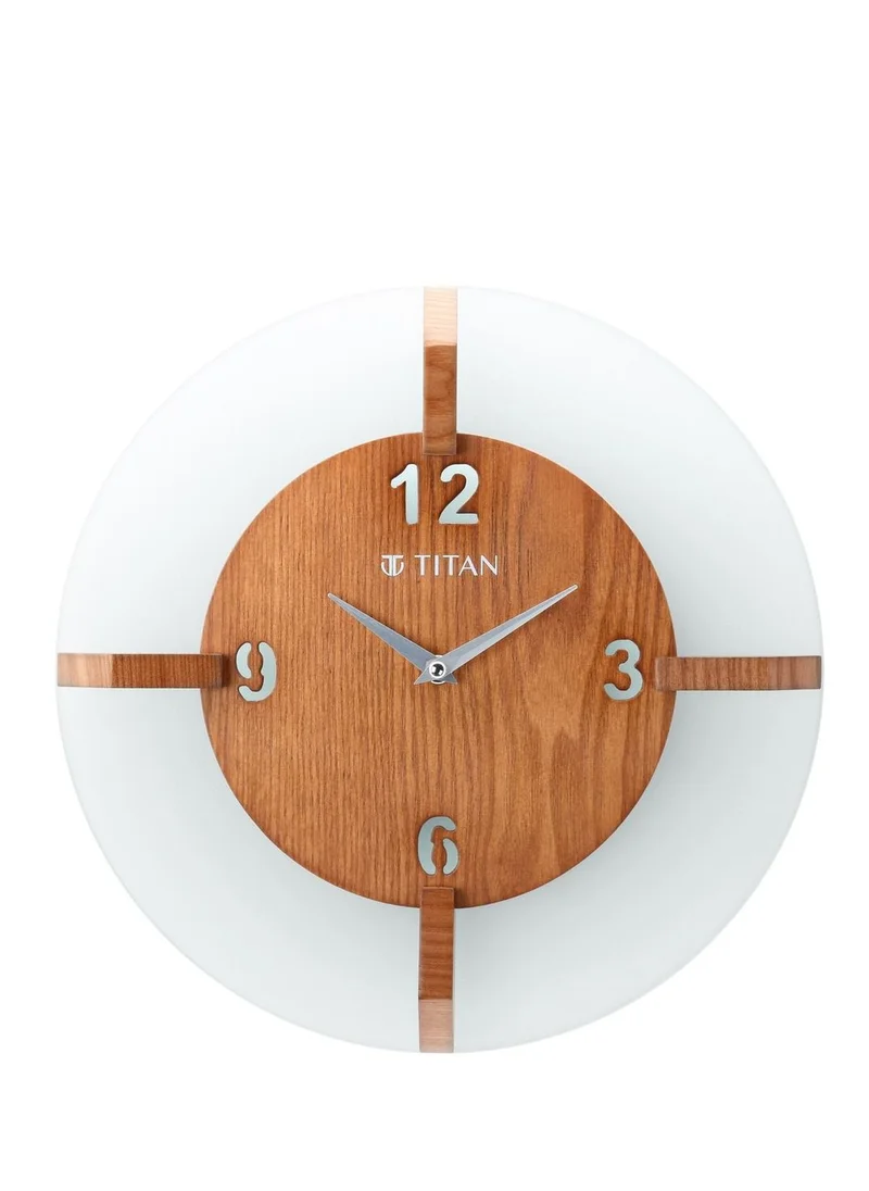 تيتان Wood & Glass Fusion Wall Clock - 32 cm x 32 cm (Medium)