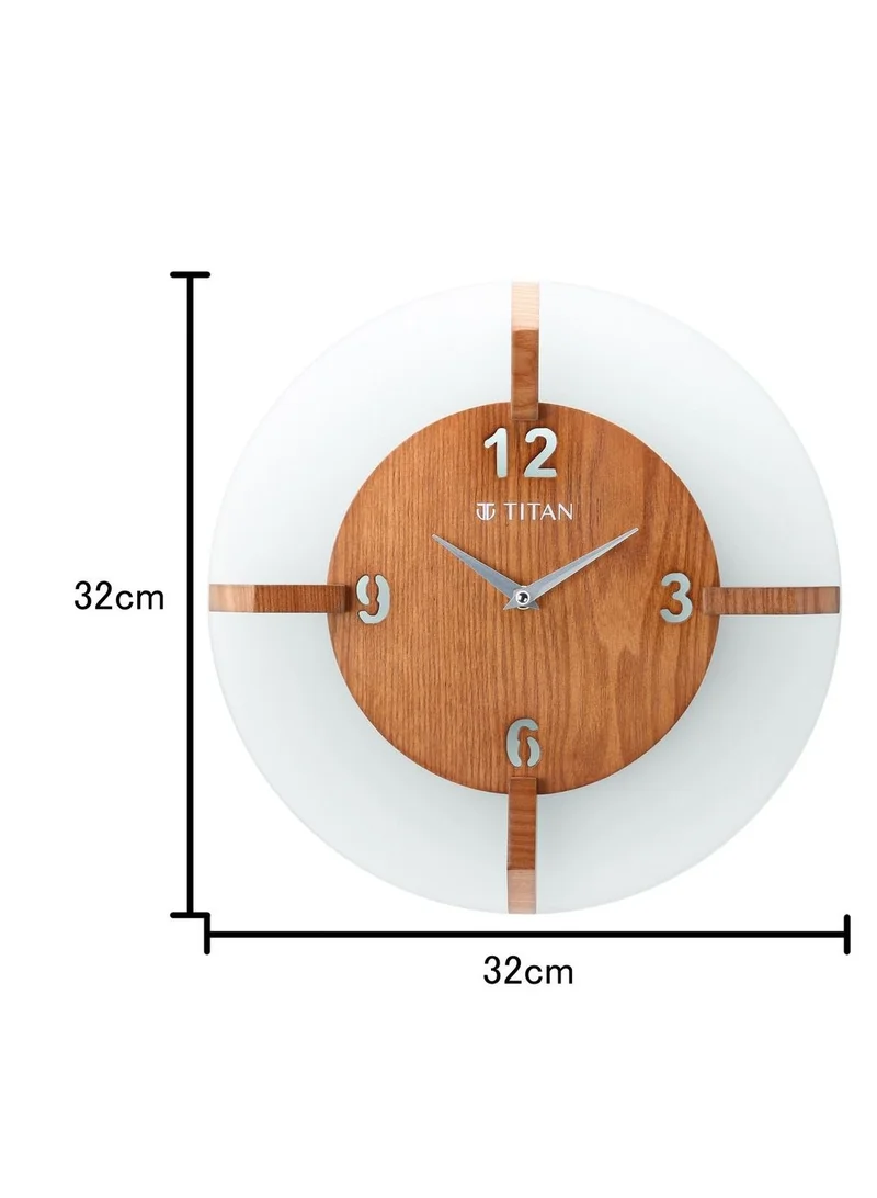 TITAN Wood & Glass Fusion Wall Clock - 32 cm x 32 cm (Medium)