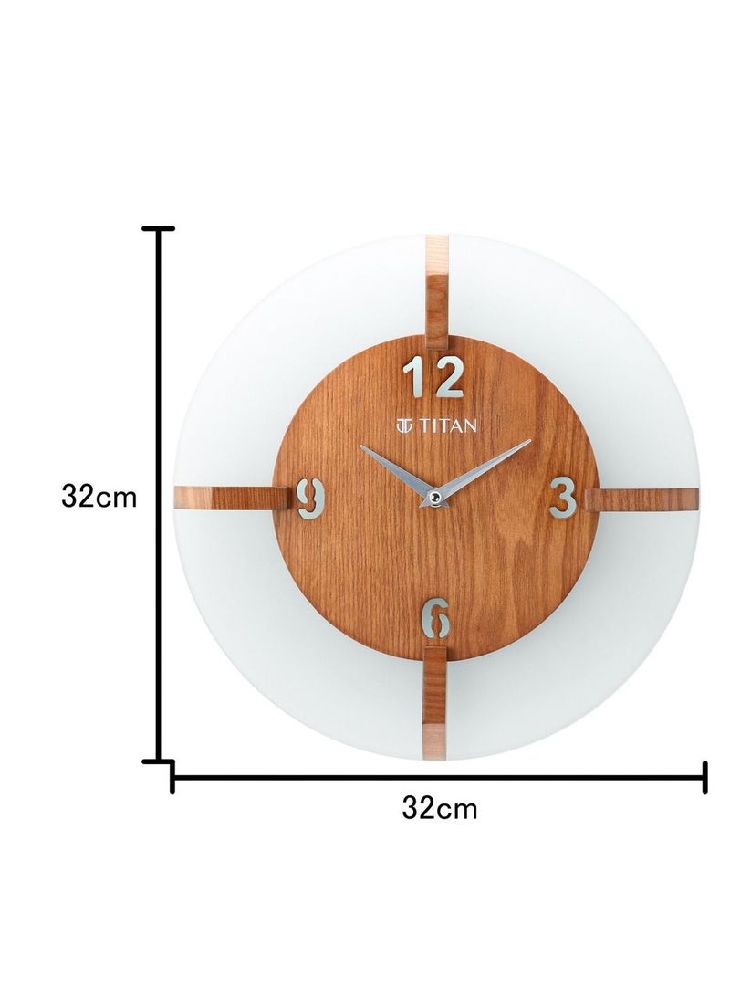 TITAN Wood & Glass Fusion Wall Clock - 32 cm x 32 cm (Medium) - Image 4