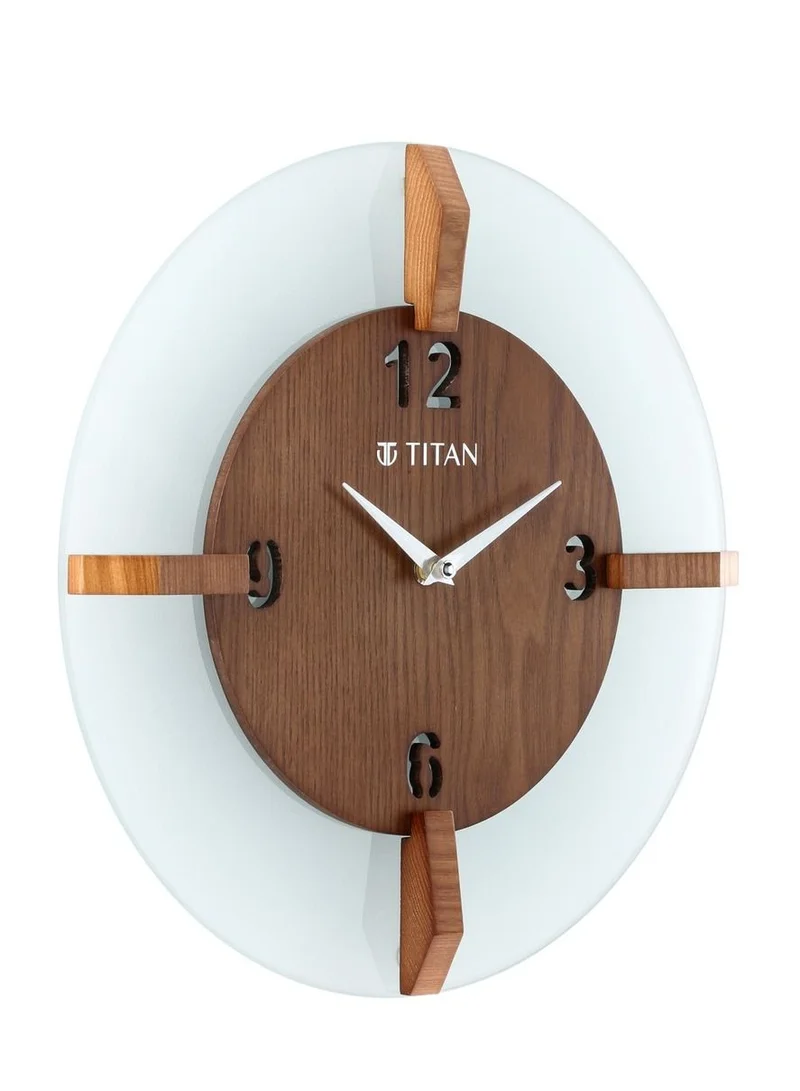 TITAN Wood & Glass Fusion Wall Clock - 32 cm x 32 cm (Medium)