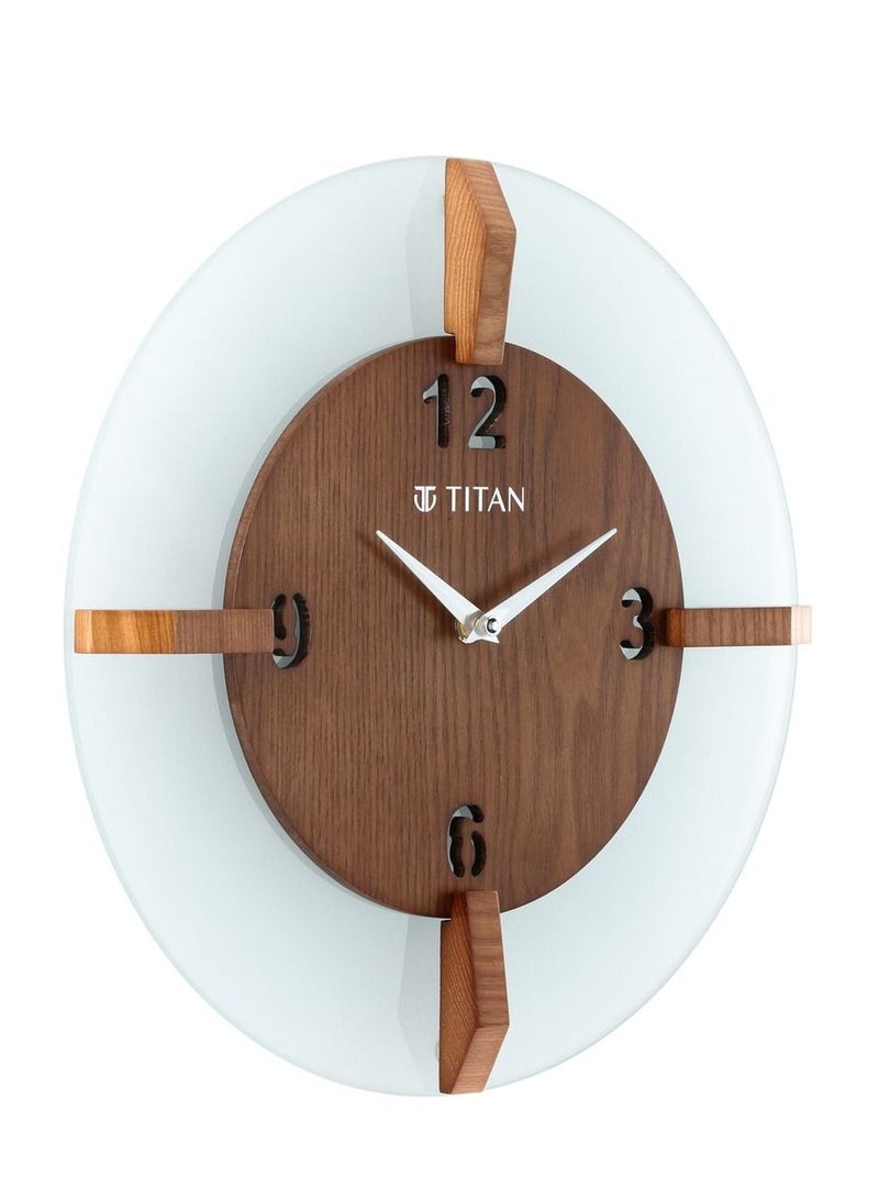 TITAN Wood & Glass Fusion Wall Clock - 32 cm x 32 cm (Medium) - Image 3