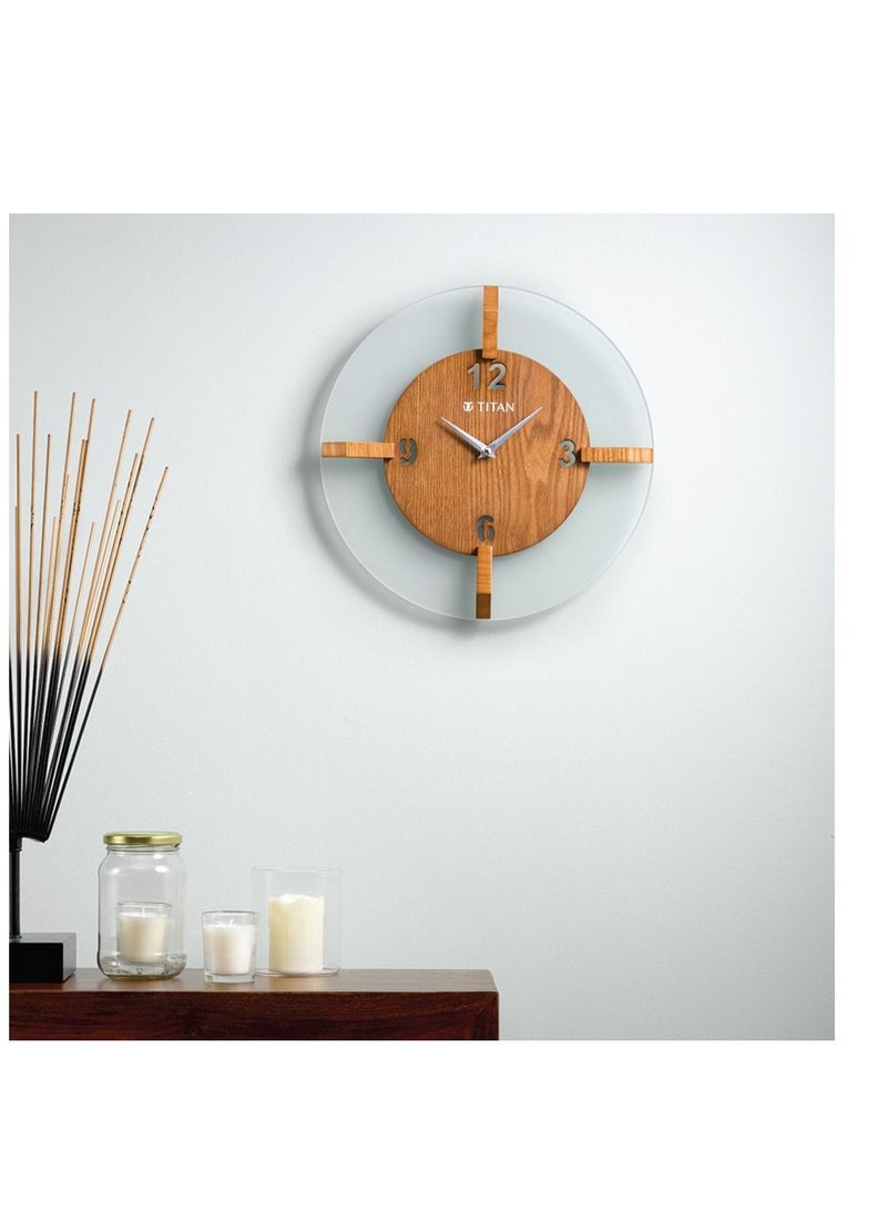 TITAN Wood & Glass Fusion Wall Clock - 32 cm x 32 cm (Medium) - Image 2