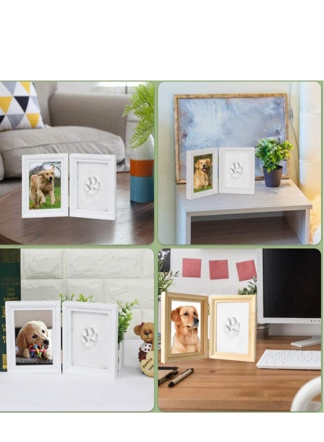 Generic Paw Print Keepsake Wall Frame Kit, Dog or Cat Clay Pawprint Keepsake Kit, Wooden Photo Frame Pet Photo and Pawprint Impression Wall Art, Gift for Pet Parents(White)  - Image 4