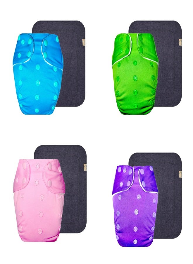 حفاضات دمبلدو القماشية الممتازة مع حشوة رمادية (عبوة من 4) | ناعمة ولطيفة | قابلة لإعادة الاستخدام والغسل | أزرار كبس قابلة للتعديل | موثوق بها من قبل الأمهات | من 3 أشهر إلى 3 سنوات | للجنسين