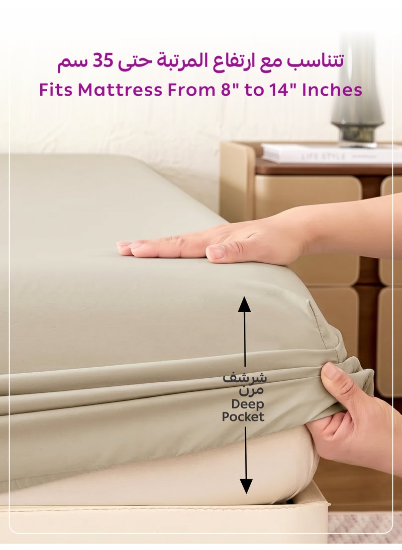 Donetella 1 Pcs King Fitted Sheet 180x200 cm | OEKO-TEX Certified Brushed Microfiber Deep Pocket Sheet with All Around Elastic | Ultra Soft, Wrinkle Resistant, Easy Care, Safe for Sensitive Skin - Image 4