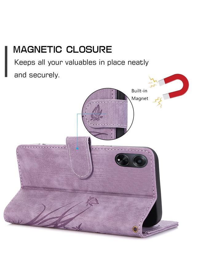 اس-توب جراب لهاتف OPPO A98 5G، جراب هاتف جلدي منقوش بنقشة فراشة الأوركيد - Image 5