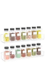 NIUBEE Wall Mounted Spice Rack Organizer,Clear Acrylic Spice Shelf Storage Holder,Hanging Seasoning Rack Organizer for Wall Kitchen 2 Pack  - Image 1