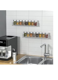 NIUBEE Wall Mounted Spice Rack Organizer,Clear Acrylic Spice Shelf Storage Holder,Hanging Seasoning Rack Organizer for Wall Kitchen 2 Pack  - Image 2