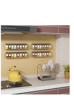 NIUBEE Wall Mounted Spice Rack Organizer,Clear Acrylic Spice Shelf Storage Holder,Hanging Seasoning Rack Organizer for Wall Kitchen 2 Pack  - Image 3