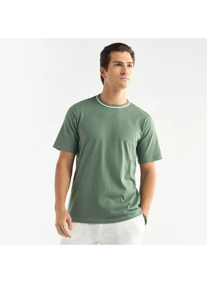 FAV Solid T-shirt with Round Neck and Short Sleeves