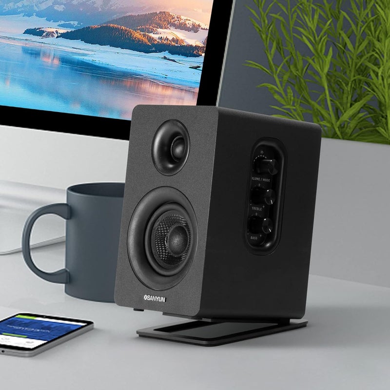 SW601 15° Tilted Desk Speaker Stands for Compact 2''-3'' Computer PC Bookshelf Monitor Speakers, Steel Metal Base & Damping Foam Padding (Pair, Black) - Image 5