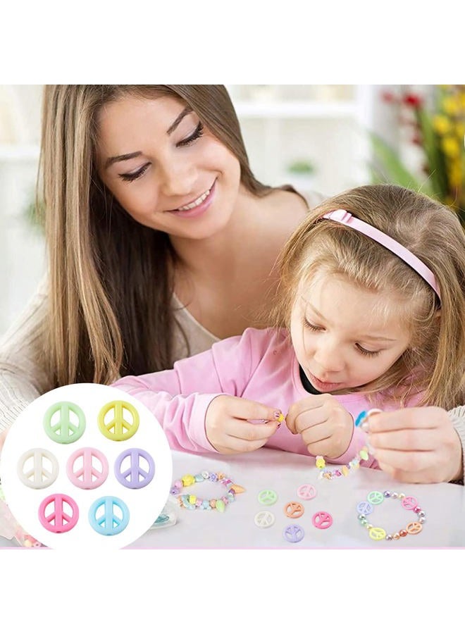 BB Beadthoven 100pcs Opaque Acrylic Peace Sign Beads 16mm Candy Color Peace Symbol Loose Beads Spacers for DIY Colorful Rainbow Necklace Bracelet Jewelry Making - Image 5