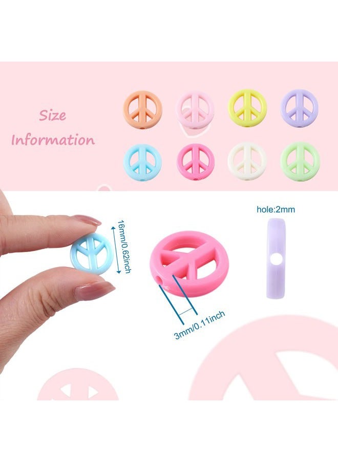 BB Beadthoven 100pcs Opaque Acrylic Peace Sign Beads 16mm Candy Color Peace Symbol Loose Beads Spacers for DIY Colorful Rainbow Necklace Bracelet Jewelry Making - Image 3