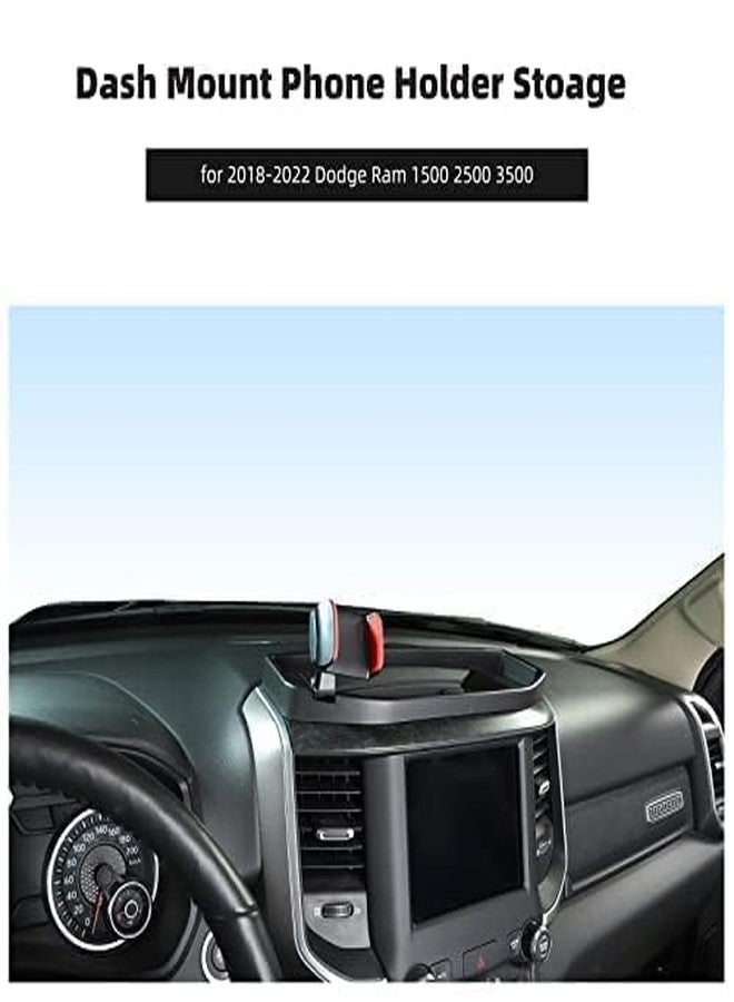 CheroCar for RAM Dash Mount Phone Holder Stoage Tray Phone Mount Organizer Compatible with 2018-2025 Dodge Ram 1500 2500 3500,Don't fit for The Ram with The 12-inch Screen - Image 3
