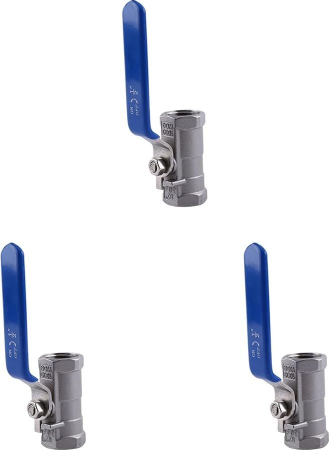 3 قطع من صمام الكرة الملولب من الداخل من الفولاذ المقاوم للصدأ 304 مقاس 1/2 بوصة BSPT للماء والزيت والغاز - Image 2