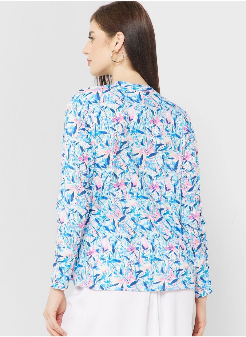 Khizana - Button Detail Printed Tunic - Image 1