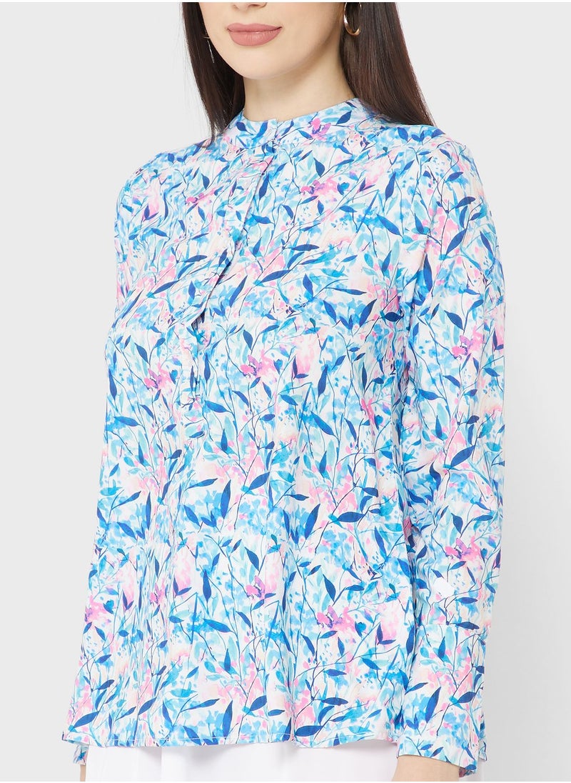 Khizana - Button Detail Printed Tunic - Image 1