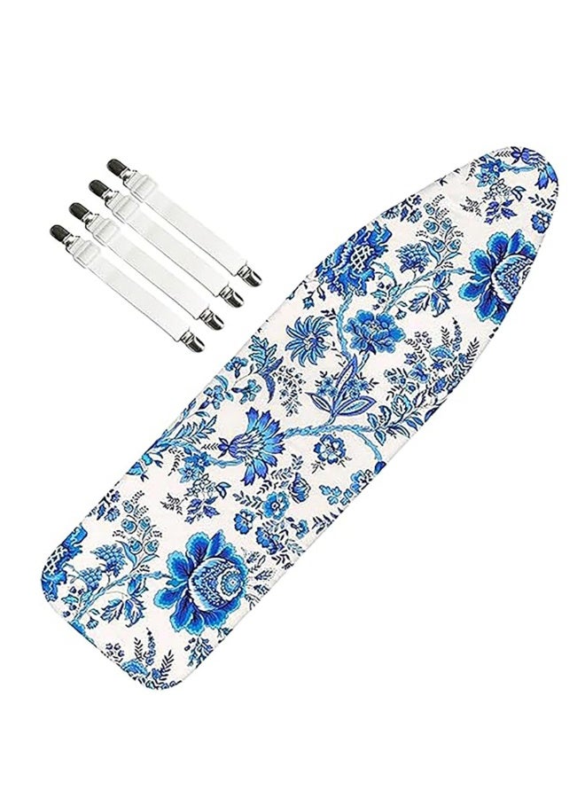 Relex Ironing Board Cover 147cm×48cm with 5mm Thickened Foam 100% Cotton Material 4 Elastic Fasteners,Scorch & Stain-Resistant iron table cover Heat-resistant, non-slip foldable design - Image 1
