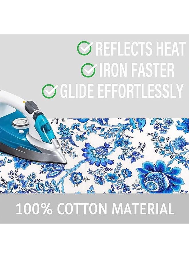 Relex Ironing Board Cover 147cm×48cm with 5mm Thickened Foam 100% Cotton Material 4 Elastic Fasteners,Scorch & Stain-Resistant iron table cover Heat-resistant, non-slip foldable design - Image 4