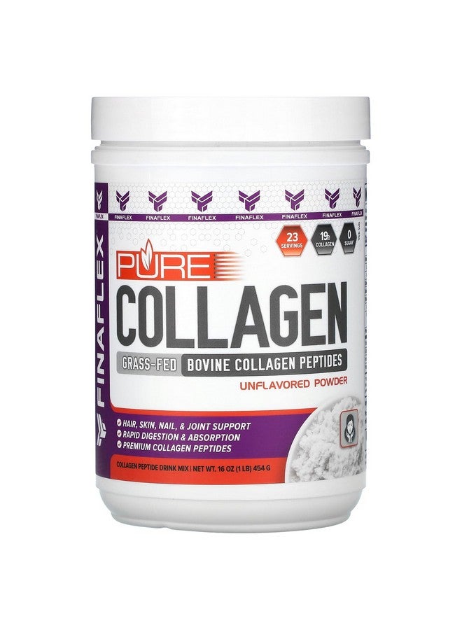 FINAFLEX Pure Collagen, Unflavored - 1 lb - Supports Hair, Skin, Nails & Joints - 19g of Grass-Fed Bovine Collagen Peptides Per Serving - 23 Servings - Image 1