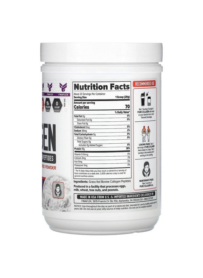 FINAFLEX Pure Collagen, Unflavored - 1 lb - Supports Hair, Skin, Nails & Joints - 19g of Grass-Fed Bovine Collagen Peptides Per Serving - 23 Servings - Image 2