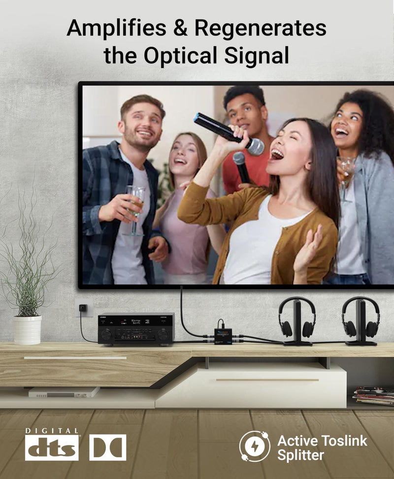 BlueRigger موزع الصوت الرقمي البصري BlueRigger (موزع Toslink نشط 1 في 3 مخرج، SPDIF، محول الألياف الضوئية) - متوافق مع المسرح المنزلي، Xbox، PS4، DVD، جهاز الاستقبال، التلفاز، LPCM2.0، DTS، دولبي ديجيتال - Image 5