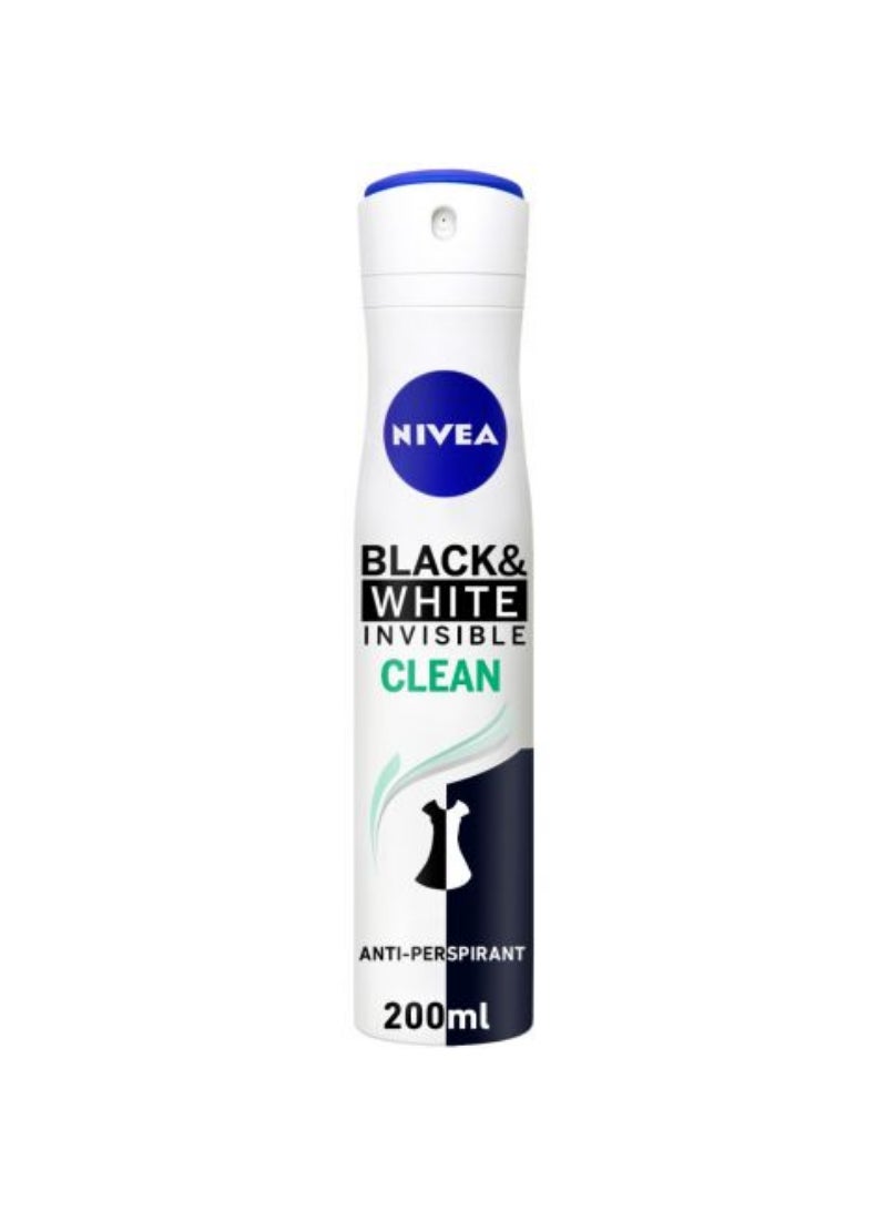 Nivea Deo Spray Black &White Clean 200Ml