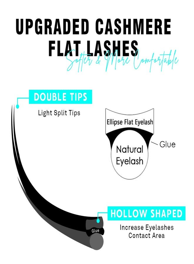 VAVALASH Cashmere Faux Mink Ellipse Flat Lashes 0.15 0.2mm C D Curl 6-17mm Soft Lightweight Classic Lash Extensions Matte Split Tip Natural Eyelash Extensions Professional Salon Use(0.15-CC-9mm) - Image 2