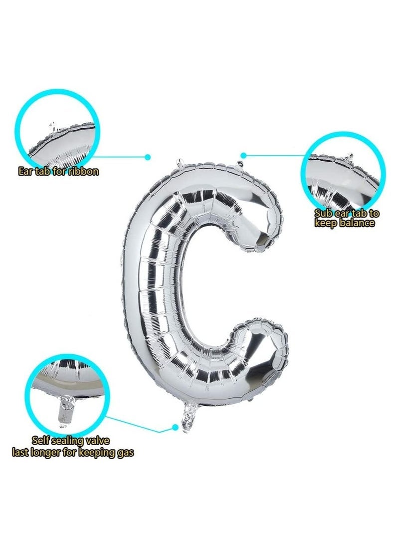 جولد إيدج 32 بوصة عملاق الفضة حرف C احباط بالونات الهيليوم كبيرة واحدة مايلر بالون عيد ميلاد حفلة الديكور توريد استحمام الطفل (فضي C) - Image 2
