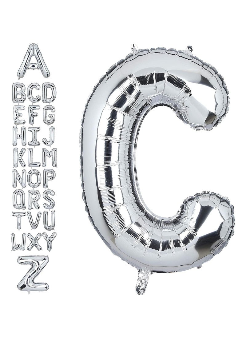 جولد إيدج 32 بوصة عملاق الفضة حرف C احباط بالونات الهيليوم كبيرة واحدة مايلر بالون عيد ميلاد حفلة الديكور توريد استحمام الطفل (فضي C) - Image 1