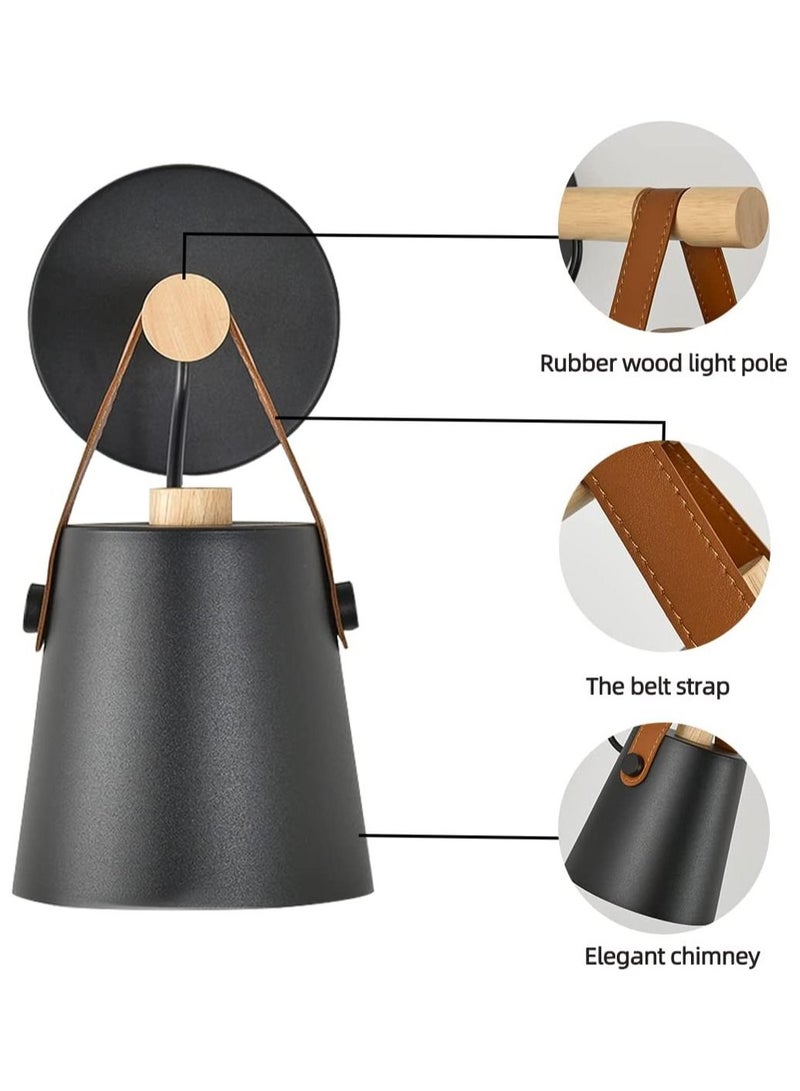 Y&D SYOSI Modern Sconces Set, New Upgraded Leather Craft Reading Lamp, UL listed E26 base for Bedroom, Living Room, Bedside lamp Bathroom Vanity Lights, Adjustable  - Image 5