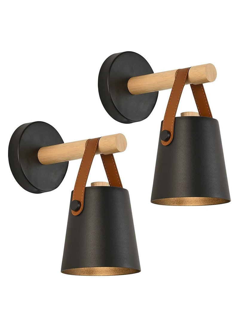 Y&D SYOSI Modern Sconces Set, New Upgraded Leather Craft Reading Lamp, UL listed E26 base for Bedroom, Living Room, Bedside lamp Bathroom Vanity Lights, Adjustable  - Image 1